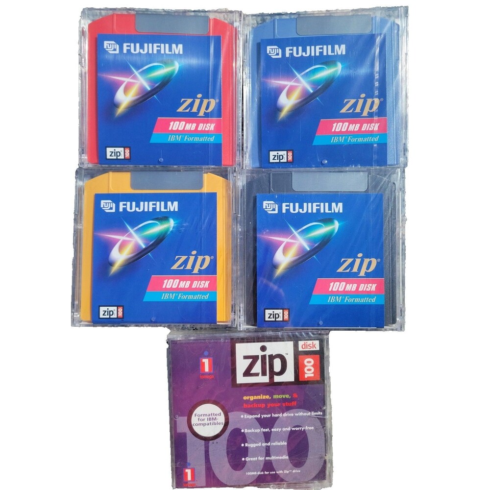 Lot of 5 - FujiFilm 100 MB IBM Formatted Disk Zip Drive Fuji Film